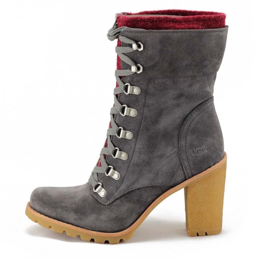 UGG Australia Fabrice Linings Leather Lug Boot in Black